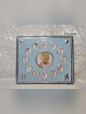 Baby’s First Year Monthly Milestone Photo Frame Silver Tone Keepsake Nursery